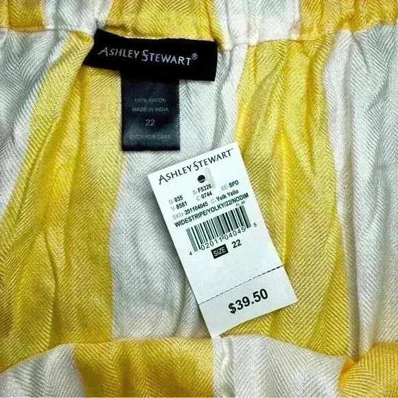 NWT Ashley Stewart Yellow/White Striped Off The Shoulder Cropped Blouse Size 22 - Picture 3 of 4